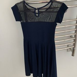Un Deux Trois blue dress with black mesh